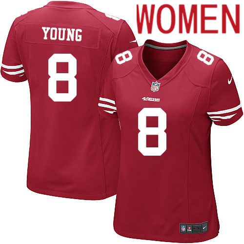 Women San Francisco 49ers 8 Steve Young Nike Scarlet Game Player NFL Jersey